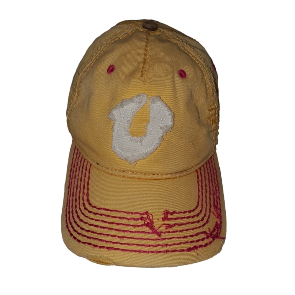 True Religion Horseshoe Logo Distressed Baseball Cap